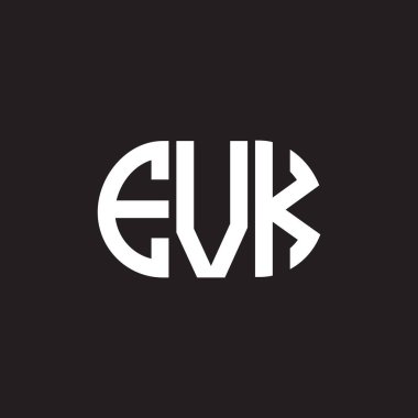 EVK harf logosu tasarımı siyah arka planda. EVK yaratıcı harflerin baş harfleri logo kavramı. EVK harf tasarımı.