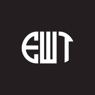 Siyah arka planda EWT harf logosu tasarımı. EWT yaratıcı harflerin baş harfleri logo kavramı. EWT harf tasarımı.