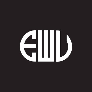 Siyah arka planda EWU harf logosu tasarımı. EWU yaratıcı harflerin baş harfleri logo kavramı. EWU harf tasarımı.