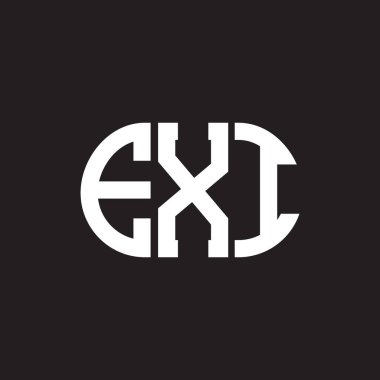 Siyah arka planda EXI harf logosu tasarımı. EXI yaratıcı harf logosu konsepti. EXI harf tasarımı.