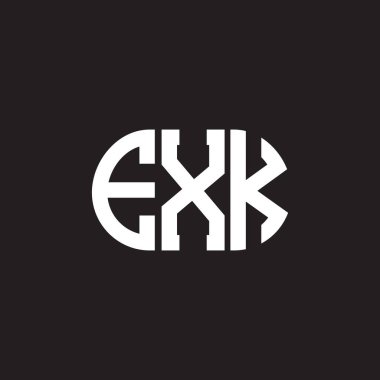 Siyah arkaplanda EXK harf logosu tasarımı. EXK yaratıcı harflerin baş harfleri logo kavramı. EXK harf tasarımı.