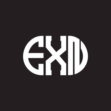 Siyah arkaplanda EXN harf logosu tasarımı. EXN yaratıcı harflerin baş harfleri logo kavramı. EXN harf tasarımı.