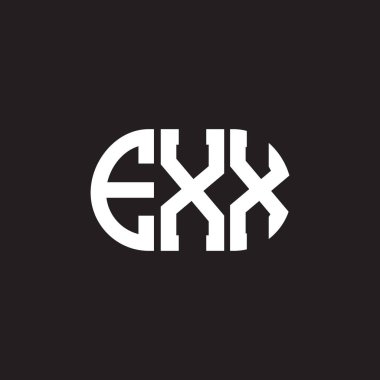 Siyah arkaplanda EXX harf logosu tasarımı. EXX yaratıcı harflerin baş harfleri logo kavramı. EXX harf tasarımı.