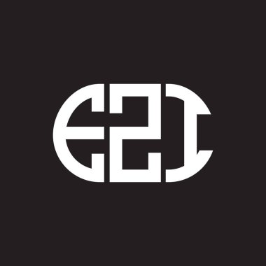 Siyah arka planda EZI harf logosu tasarımı. EZI yaratıcı harflerin baş harfleri logo kavramı. EZI harf tasarımı.