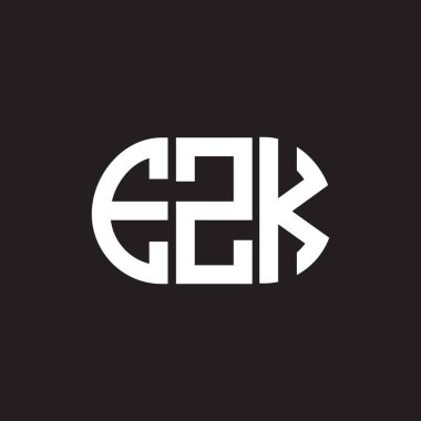Siyah arka planda EZK harf logosu tasarımı. EZK yaratıcı harflerin baş harfleri logo kavramı. EZK harf tasarımı.