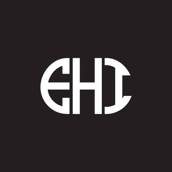Ehi Brev Logotyp Design Svart Bakgrund Ehi Kreativa Initialer Brev — Stock vektor