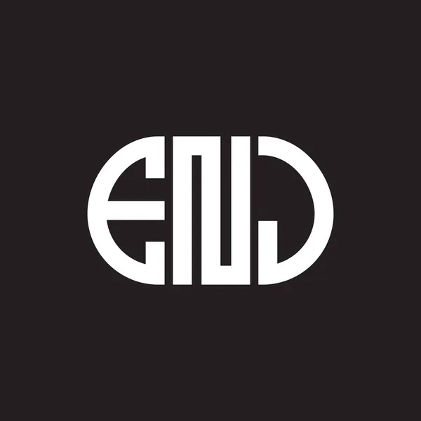 Diseño Del Logotipo Carta Enj Sobre Fondo Negro Enj Iniciales — Vector de stock