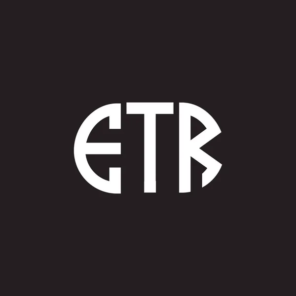 Etr Дизайн Літер Чорному Тлі Творчі Ініціали Etr Поняття Логотипу — стоковий вектор