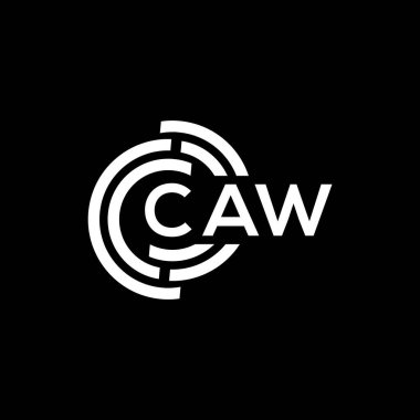 Siyah arkaplanda CAW harf logosu tasarımı. CAW yaratıcı harflerin baş harfleri logo kavramı. CAW harf tasarımı.
