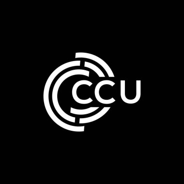 Siyah arka planda CCU harf logosu tasarımı. CCU yaratıcı harf logosu konsepti. CCU harf tasarımı.