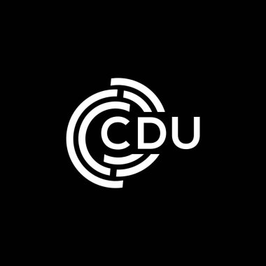 Siyah arkaplan üzerinde CDU harf logosu tasarımı. CDU yaratıcı harf logosu konsepti. CDU harf tasarımı.