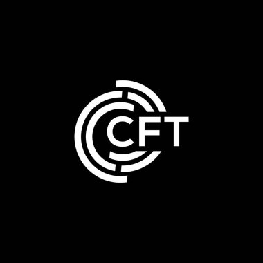 Siyah arkaplanda CFT harf logosu tasarımı. CFT yaratıcı harflerin baş harfleri logo kavramı. CFT harf tasarımı.