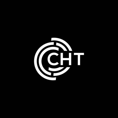 Siyah arka planda CHT harf logosu tasarımı. CHT yaratıcı harflerin baş harfleri logo kavramı. CHT harf tasarımı.
