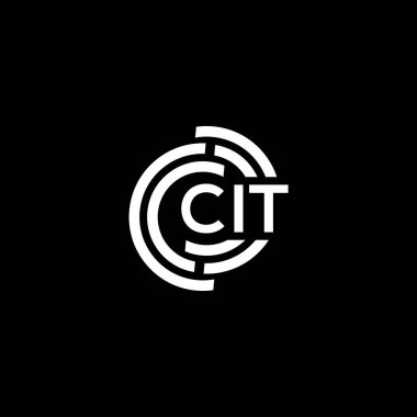 Siyah arka planda CIT harf logosu tasarımı. CIT yaratıcı harfler logosu konsepti. CIT harf tasarımı.