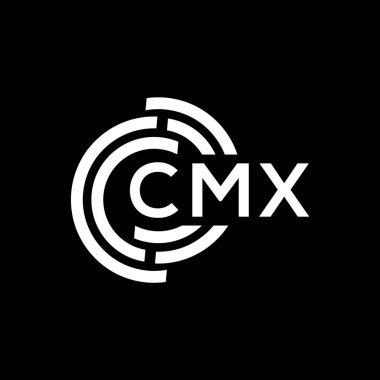 Siyah arkaplanda CMX harf logosu tasarımı. CMX yaratıcı harflerin baş harfleri logo kavramı. CMX harf tasarımı.
