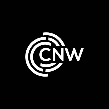 Siyah arka planda CNW harf logosu tasarımı. CNW yaratıcı harflerin baş harfleri logo kavramı. CNW harf tasarımı.