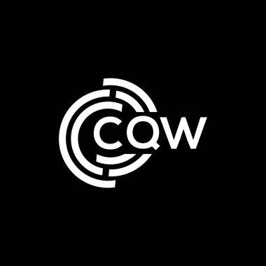 Siyah arkaplan üzerine CQW harf logosu tasarımı. CQW yaratıcı harflerin baş harfleri logo kavramı. CQW harf tasarımı.