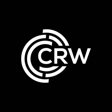 Siyah arka planda CRW harf logosu tasarımı. CRW yaratıcı harflerin baş harfleri logo kavramı. CRW harf tasarımı.