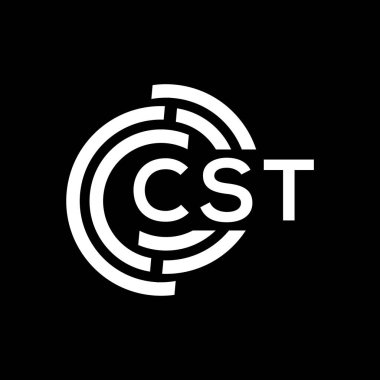 Siyah arka planda CST harfi logo tasarımı. CST yaratıcı harflerin baş harfleri logo kavramı. CST harf tasarımı.