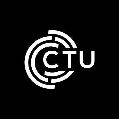 CTU harfi logo tasarımı siyah arkaplan üzerine. CTU yaratıcı harflerin baş harfleri logo konsepti. CTU harf tasarımı.