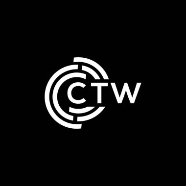Siyah arkaplanda CTW harf logosu tasarımı. CTW yaratıcı harflerin baş harfleri logo kavramı. CTW harf tasarımı.