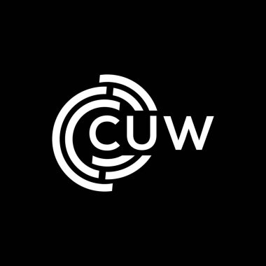 Siyah arka planda CUW harf logosu tasarımı. CUW yaratıcı harflerin baş harfleri logo kavramı. CUW harf tasarımı.