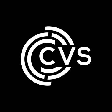Siyah arka planda CVS harf logosu tasarımı. CVS yaratıcı harflerin baş harfleri logo kavramı. CVS harf tasarımı.