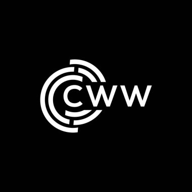 Siyah arka planda CWW harf logosu tasarımı. CWW yaratıcı harflerin baş harfleri logo kavramı. CWW harf tasarımı.
