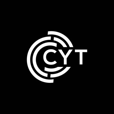 Siyah arka planda CYT harf logosu tasarımı. CYT yaratıcı harflerin baş harfleri logo kavramı. CYT harf tasarımı.