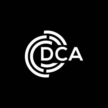 Siyah arka planda DCA harf logosu tasarımı. DCA yaratıcı harflerin baş harfleri logo kavramı. DCA harf tasarımı.
