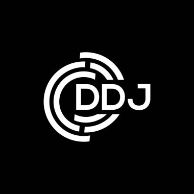 Siyah arkaplan üzerine Dj harf logosu tasarımı. DJ yaratıcı harflerin baş harfleri logo konsepti. DDJ harf tasarımı.