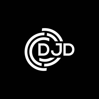 Siyah arka planda DJD harf logosu tasarımı. DJD yaratıcı harflerin baş harfleri logo kavramı. DJD harf tasarımı.