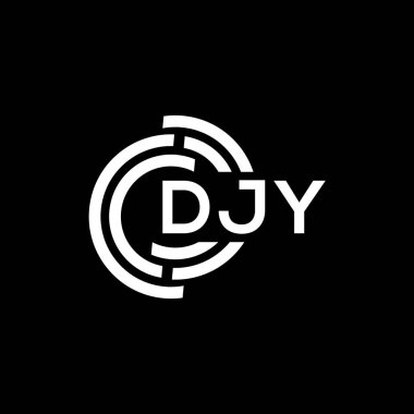 Siyah arka planda DJY harf logosu tasarımı. DJY yaratıcı harflerin baş harfleri logo kavramı. DJY harf tasarımı.