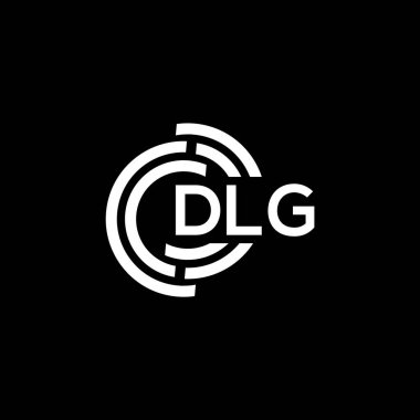 Siyah arka planda DLG harf logosu tasarımı. DLG yaratıcı harflerin baş harfleri logo kavramı. DLG harf tasarımı.