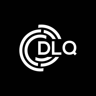 Siyah arka planda DLQ harf logosu tasarımı. DLQ yaratıcı harflerin baş harfleri logo kavramı. DLQ harf tasarımı.