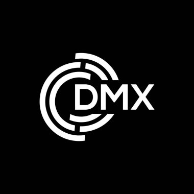 Siyah arka planda DMX harf logosu tasarımı. DMX yaratıcı harf logosu konsepti. DMX harf tasarımı.
