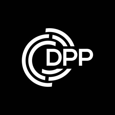 Siyah arka planda DPP harf logosu tasarımı. DPP yaratıcı harflerin baş harfleri logo kavramı. DPP harf tasarımı.