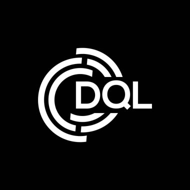 Siyah arka planda DQL harf logosu tasarımı. DQL yaratıcı harflerin baş harfleri logo kavramı. DQL harf tasarımı.
