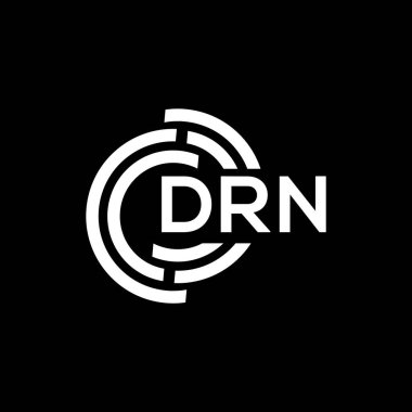 Siyah arkaplanda DRN harf logosu tasarımı. DRN yaratıcı harflerin baş harfleri logo kavramı. DRN harf tasarımı.