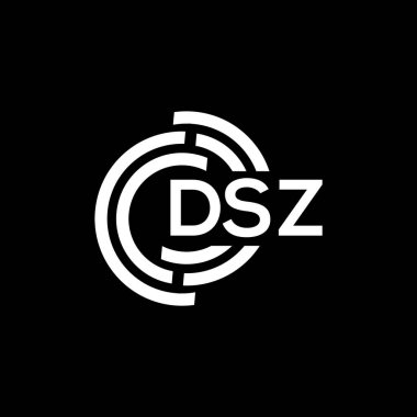 Siyah arka planda DSZ harf logosu tasarımı. DSZ yaratıcı harflerin baş harfleri logo kavramı. DSZ harf tasarımı.