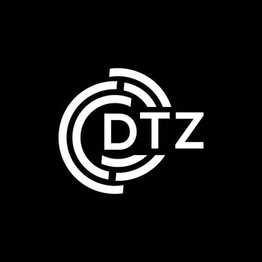 Siyah arka planda DTZ harf logosu tasarımı. DTZ yaratıcı harf logosu konsepti. DTZ harf tasarımı.