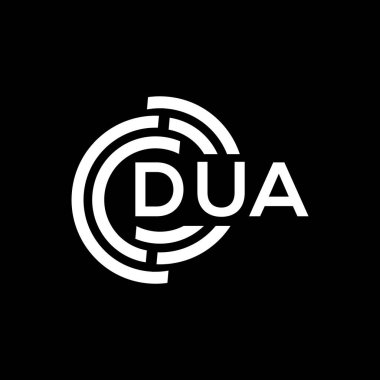 Siyah arka planda DUA harf logosu tasarımı. DUA yaratıcı harf logosu konsepti. DUA mektup tasarımı.