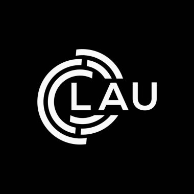 LAU 'nun siyah arkaplan logo tasarımı. LAU yaratıcı harflerin baş harfleri logo konsepti. LAU vektör tasarımı..