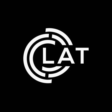 Siyah arkaplan üzerinde LAT harf logosu tasarımı. LAT yaratıcı harflerin baş harfleri logo kavramı. LAT vektör harf tasarımı..