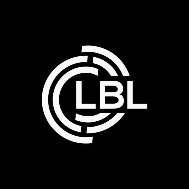 Siyah arkaplan üzerinde LBL harf logosu tasarımı. LBL yaratıcı harflerin baş harfleri logo kavramı. LBL vektör harf tasarımı.