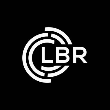 Siyah arkaplan üzerinde LBR harf logosu tasarımı. LBR yaratıcı harf logo kavramı. LBR vektör harf tasarımı..