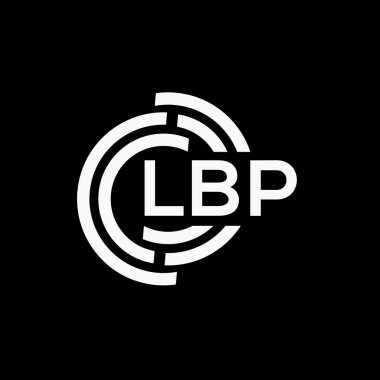 Siyah arkaplan üzerinde LBP harf logosu tasarımı. LBP yaratıcı harf logo kavramı. LBP vektör tasarımı..