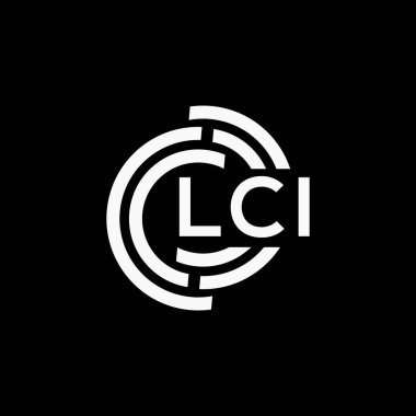 Siyah arkaplan üzerinde LCI harf logosu tasarımı. LCI yaratıcı harf logo kavramı. LCI vektör tasarımı..