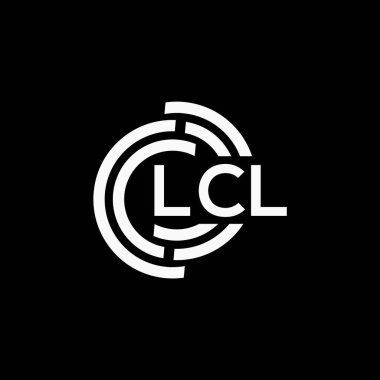 Siyah arkaplan üzerinde LCL harf logosu tasarımı. LCL yaratıcı harf logo kavramı. LCL vektör harf tasarımı..