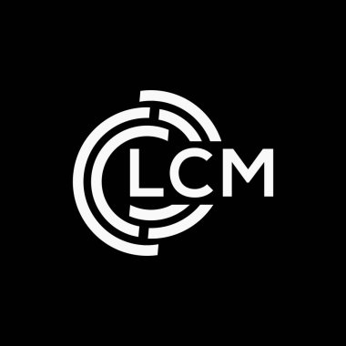 Siyah arkaplan üzerine LCM harf logosu tasarımı. LCM yaratıcı harflerin baş harfleri logo kavramı. LCM vektör tasarımı..